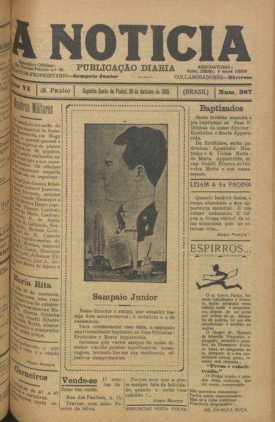 Capa de um dos jornais.