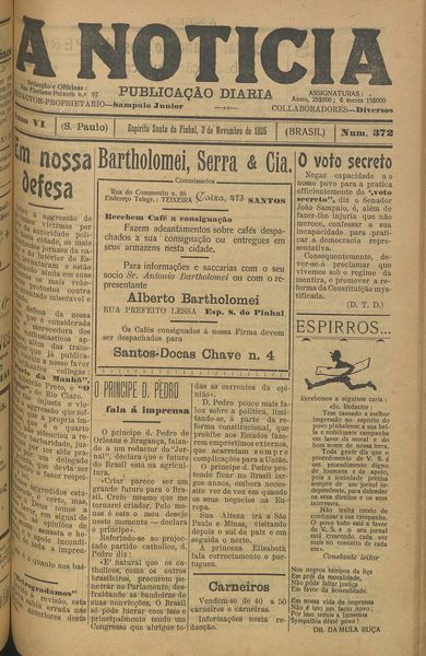 Capa de um dos jornais.
