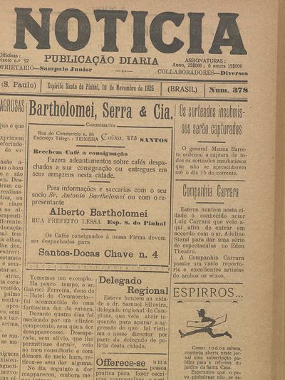 Capa de um dos jornais.