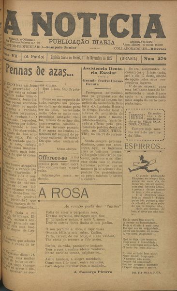 Capa de um dos jornais.