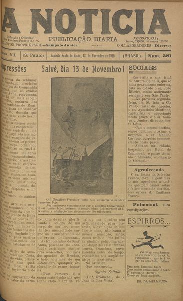 Capa de um dos jornais.