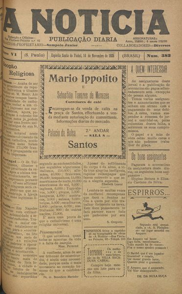 Capa de um dos jornais.