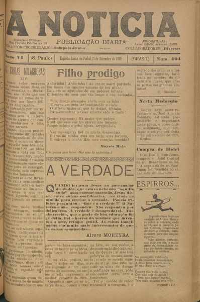 Capa de um dos jornais.