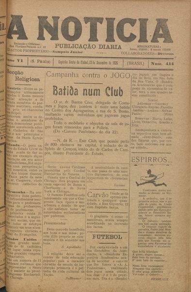 Capa de um dos jornais.