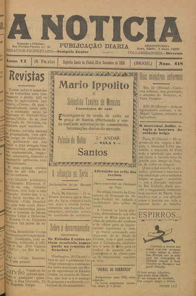 Capa de um dos jornais.