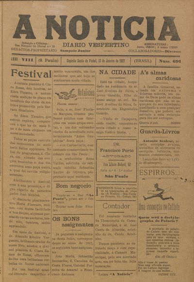 Capa de um dos jornais.