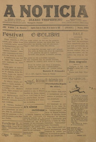 Capa de um dos jornais.