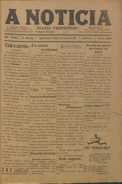 Capa de um dos jornais.