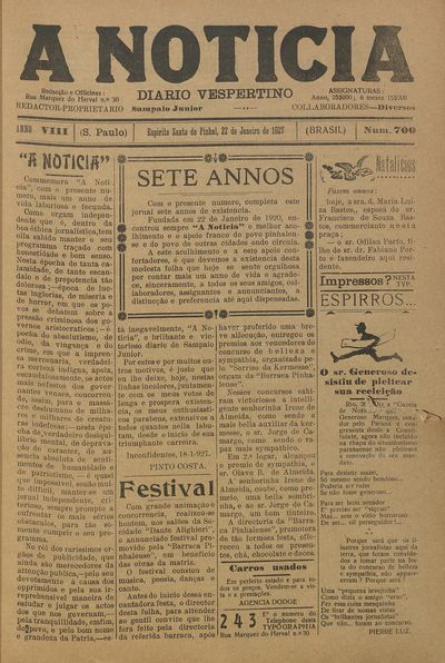 Capa de um dos jornais.