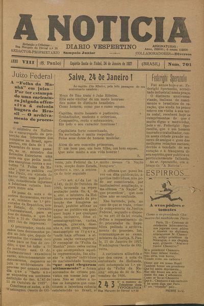 Capa de um dos jornais.