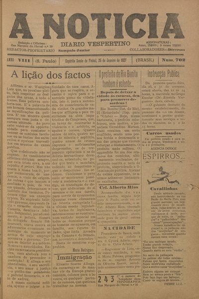 Capa de um dos jornais.