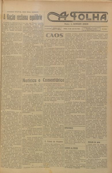 Capa de um dos jornais.
