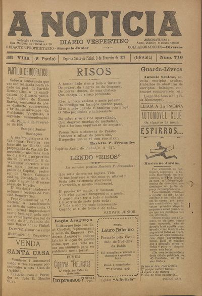 Capa de um dos jornais.