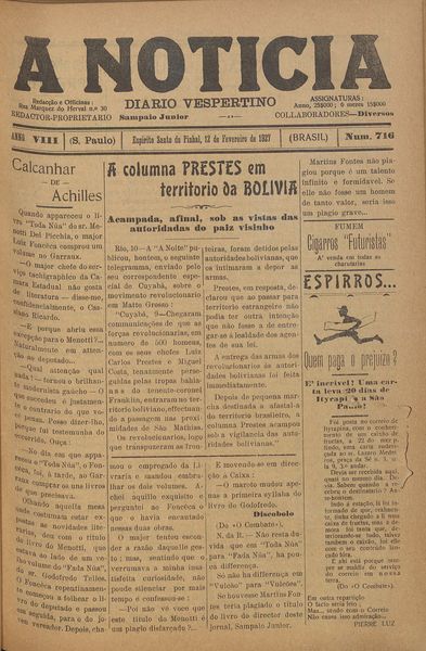 Capa de um dos jornais.