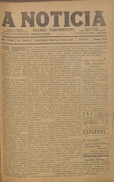 Capa de um dos jornais.