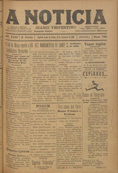 Capa de um dos jornais.