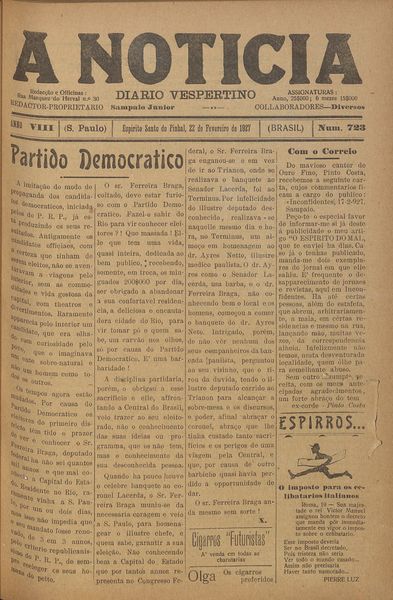 Capa de um dos jornais.