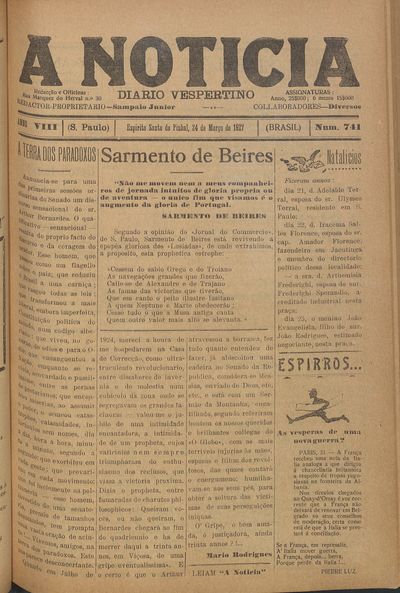 Capa de um dos jornais.