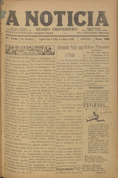 Capa de um dos jornais.