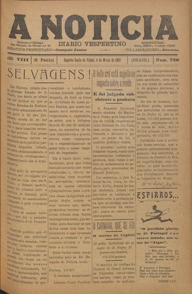 Capa de um dos jornais.