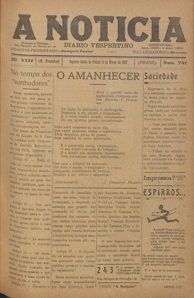 Capa de um dos jornais.