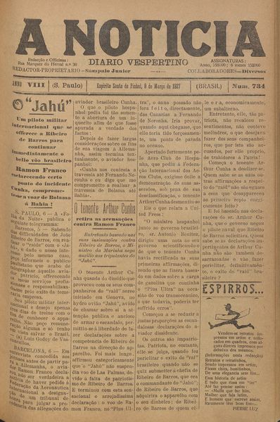 Capa de um dos jornais.
