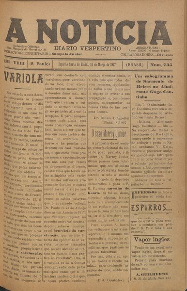 Capa de um dos jornais.