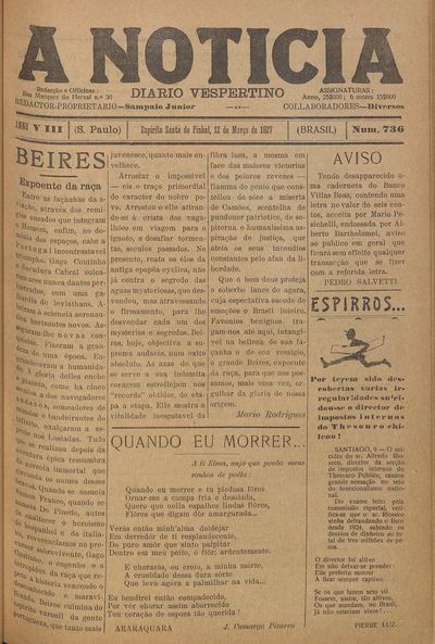 Capa de um dos jornais.
