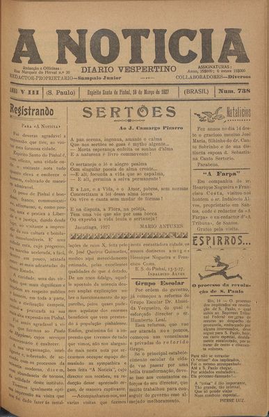 Capa de um dos jornais.