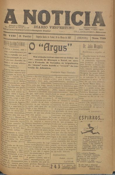 Capa de um dos jornais.