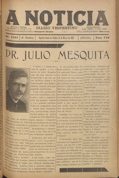 Capa de um dos jornais.