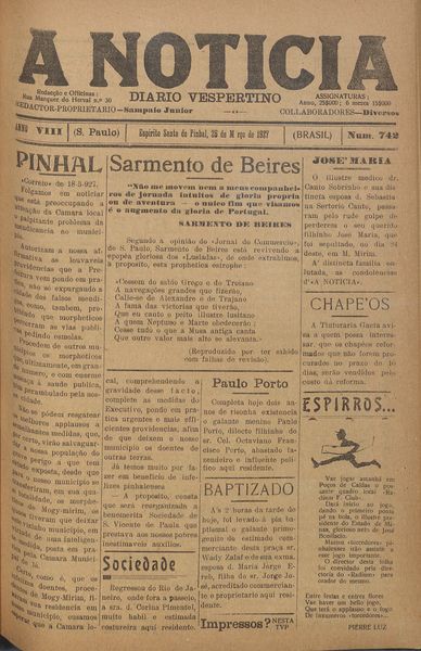 Capa de um dos jornais.