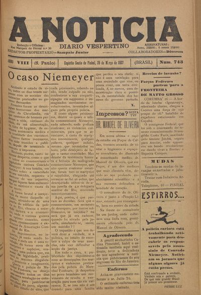 Capa de um dos jornais.