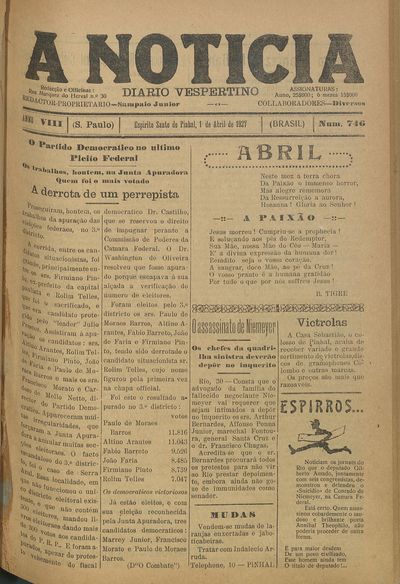 Capa de um dos jornais.