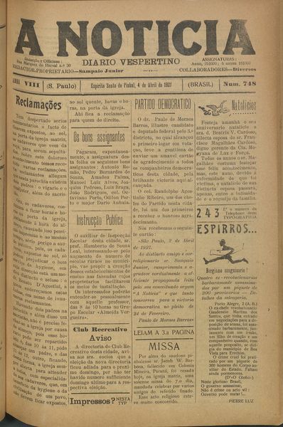Capa de um dos jornais.