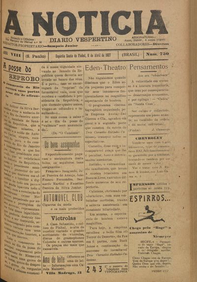 Capa de um dos jornais.