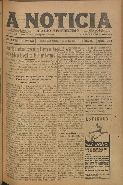Capa de um dos jornais.
