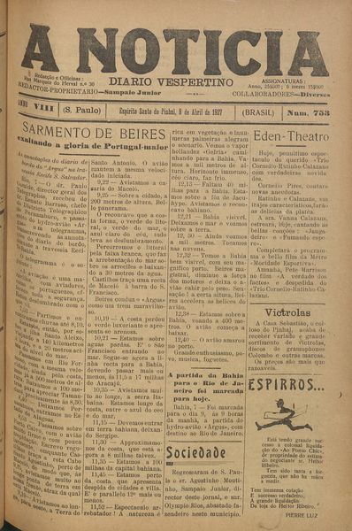 Capa de um dos jornais.