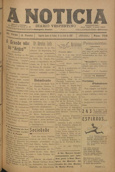 Capa de um dos jornais.