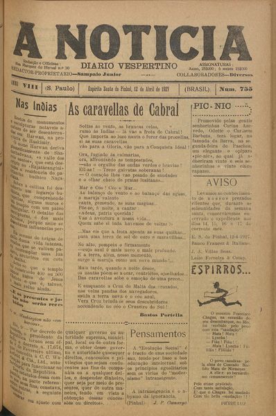 Capa de um dos jornais.