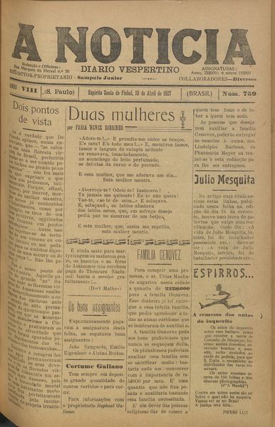 Capa de um dos jornais.