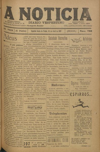 Capa de um dos jornais.