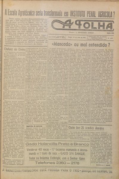 Capa de um dos jornais.