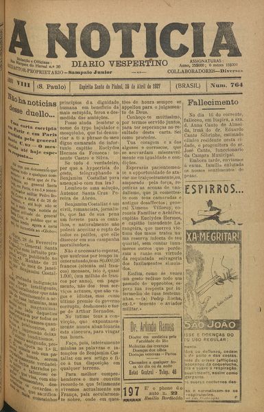 Capa de um dos jornais.