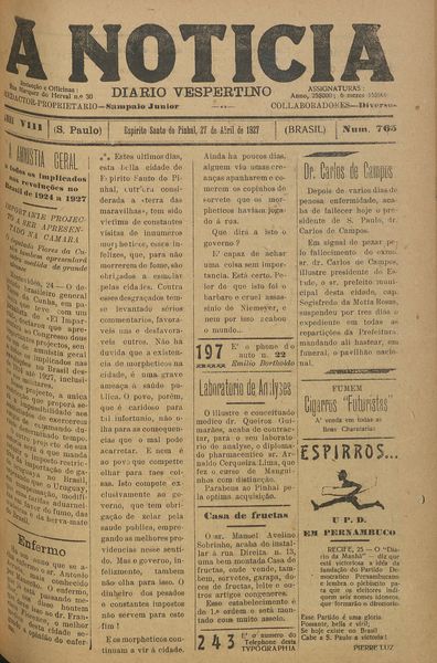Capa de um dos jornais.