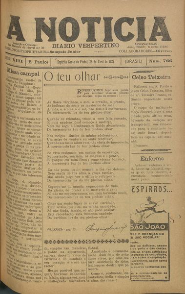 Capa de um dos jornais.