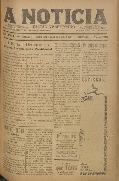 Capa de um dos jornais.