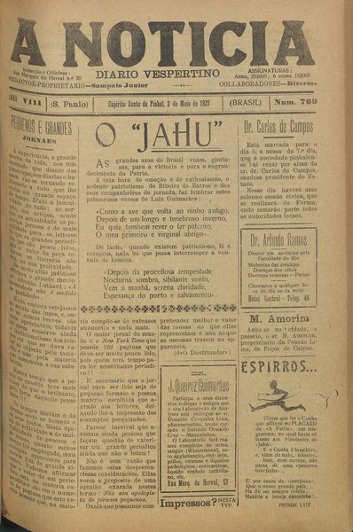 Capa de um dos jornais.