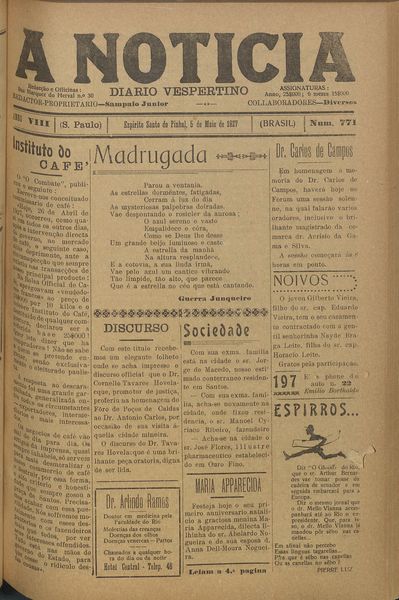 Capa de um dos jornais.