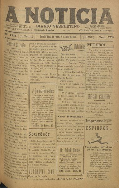 Capa de um dos jornais.